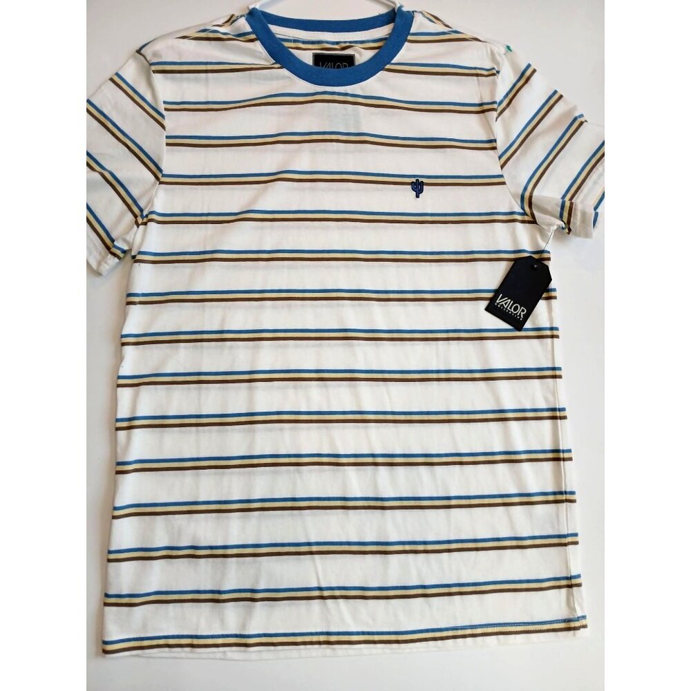 VALOR Men's L(46 ) T-Shirt  60%Cotton 40%polyester whate line